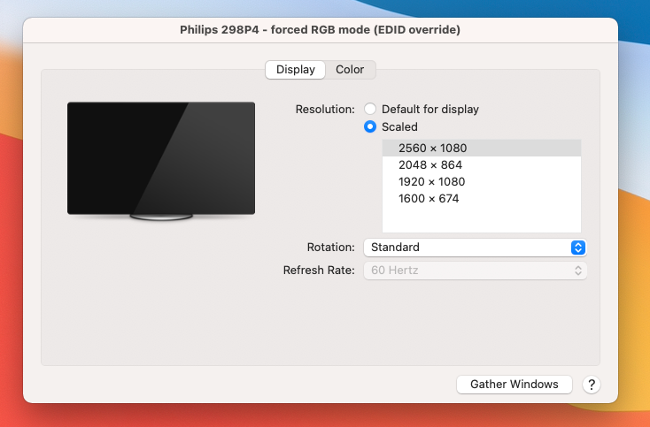 macOS Big Sur - Fix Fuzzy External Display (Force RGB Mode)